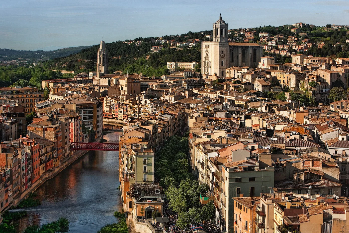 Girona old town and colourful buildings beside the Onyar river